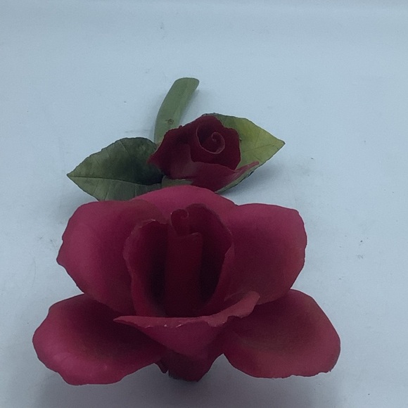 Capodimonte Italy Napoleon Porcelain Red Rose Stem - Picture 4 of 14